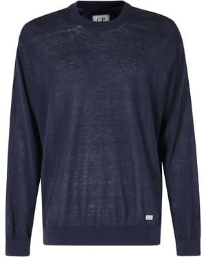 C.P. Company Knitwear Crew Neck Flax Lino Maglia - Blue