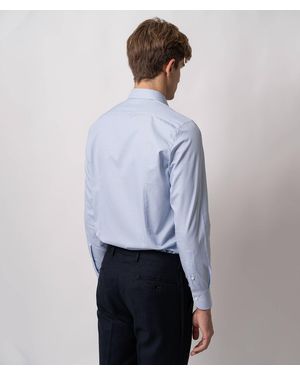 Larusmiani Tailored Cotton Shirt Midtown Hand Made - Blue