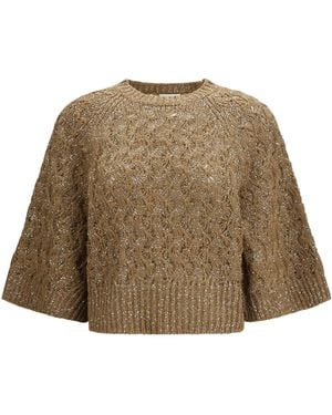Brunello Cucinelli Open-Knit Construction Jumper - Natural