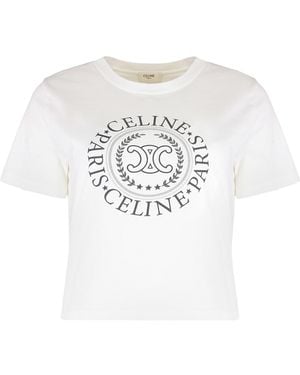 Celine Cotton T-Shirt With Logo - White