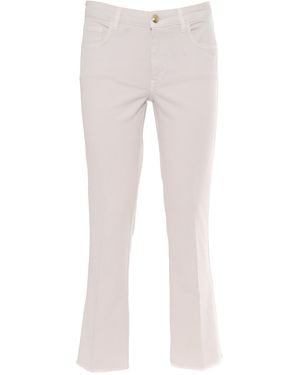 Fay Cropped Fringed Pants Cotton Elastane Straight Jeans - Gray