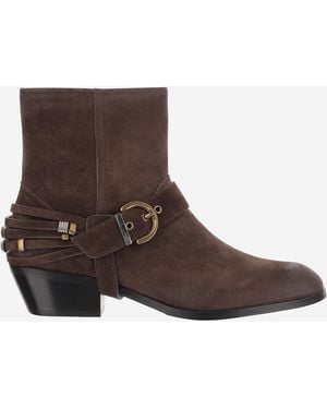 Pinko Ankle Boots Jane O7 Suede Upper: Bovine Leather - Brown