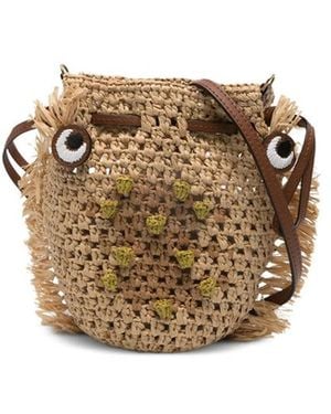Anya Hindmarch Pecan Eye Detail Drawstring Bag Raffia: 100. Mini - Natural