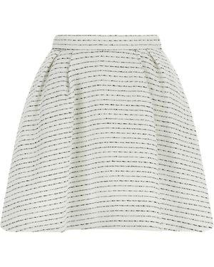 Alessandra Rich Tweed Mini Skirt With Micro Sequins And Pleated Waist - White