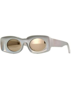 Loewe Sunglasses Rectangle Full Rim, Pearlescent Frame And With Flash Mirror Lens Lw40033I24C - White