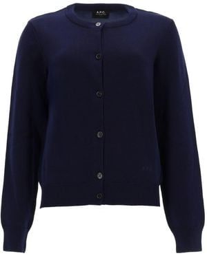 A.P.C. Cardigan Leonie Cotton Sweaters - Blue