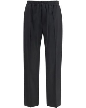 Valentino Vlogo Embroidered Cotton Gabardine Pants - Black