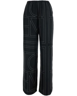TOTEME Trousers Monogram Silk Pj Bottoms Trousers - Black