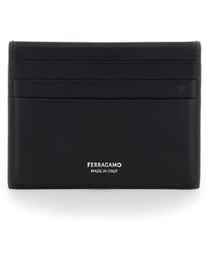 Ferragamo Card Holder Florence Calfskin Accessory - Black