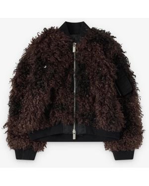 Sacai Blouson Curly Faux Fur Marron Jacket - Black