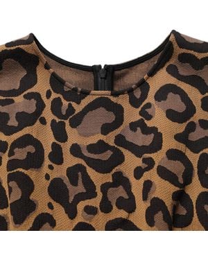 Dolce & Gabbana Leopard Jacquard Knee Length Dress Polyester Cotton Nylon - Black
