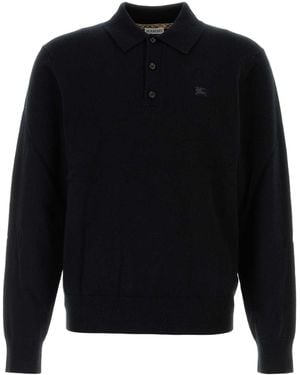 Burberry Cashmere Blend Polo Shirt - Black