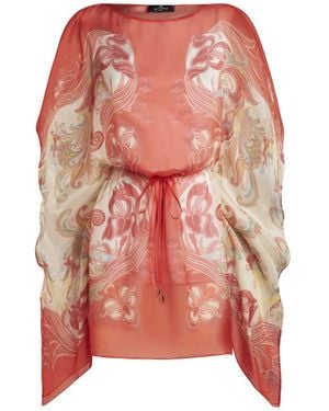 Etro Printed Silk Short Caftan - Pink