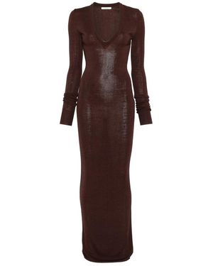 Entire studios V-Neck Long-Sleeve Dress - Brown