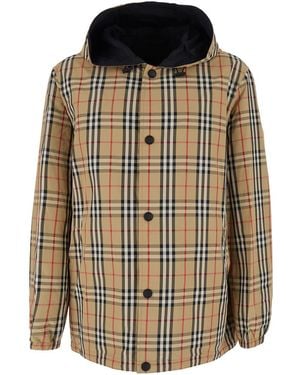 Burberry Reversible Jacket With Drawstring Hood And All-Over Check Motif - Multicolour