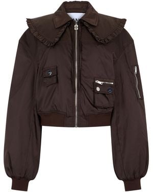 Ganni Bomber Jacket Duchess Nylon Polyamide - Brown
