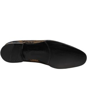 Dolce & Gabbana Brocade Slip On Dress Loafers Shoes Leather - Black