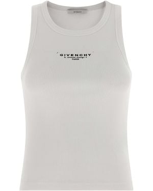 Givenchy Logo Top Cotton Tops - Gray