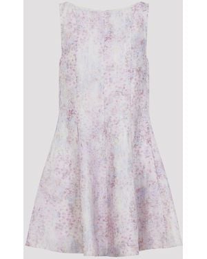 Alberta Ferretti Printed Organza Mini Dress - Purple