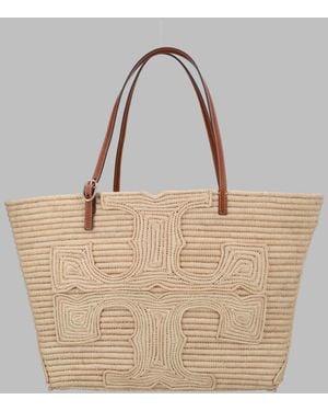 Tory Burch Tote Bag Raffia Handbags - Natural