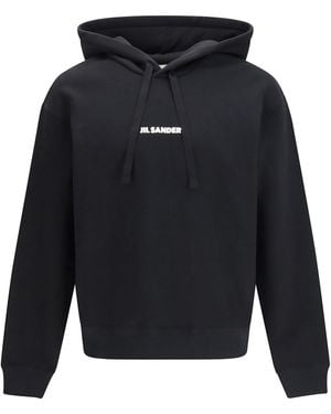 Jil Sander Cotton Logo-Detail Hoodie - Blue