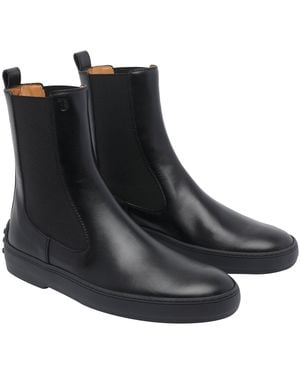 Tod's Tods Boots Calf Leather/Rubber Sole - Black