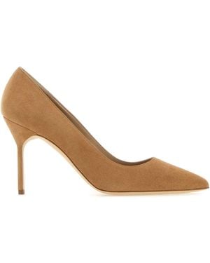 Manolo Blahnik Antiqued Suede Bb Pumps - Brown