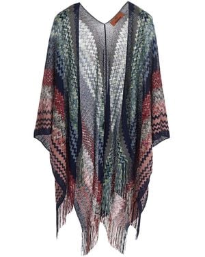 Missoni Cape Tech Fabric Viscose Coat - Blue