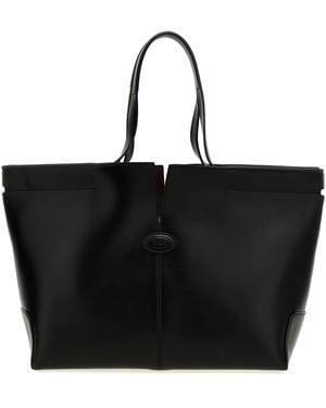Tod's Structured Leather Shopper Tote Bag - Black
