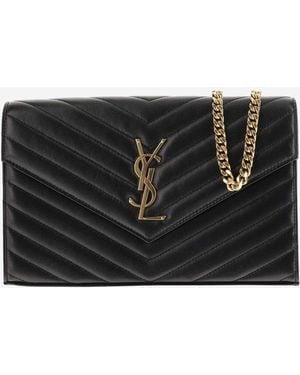 Saint Laurent Clutch Cassandre Lamb Leather Wallets & Purses - Black