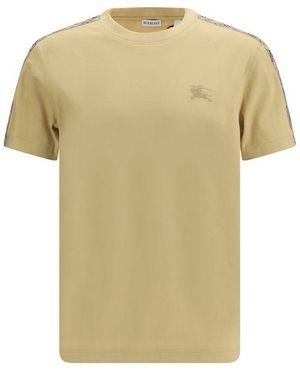 Burberry T-Shirt With Check Trims - Yellow