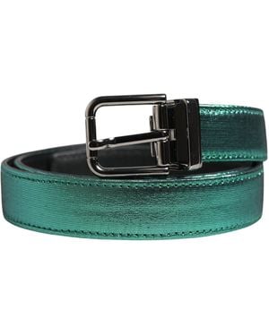 Dolce & Gabbana Lurex Polyester Metal Buckle Belt Calf - Green