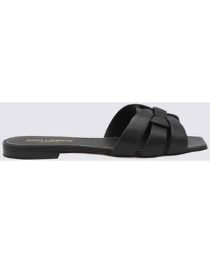Saint Laurent Leather Flats - Black