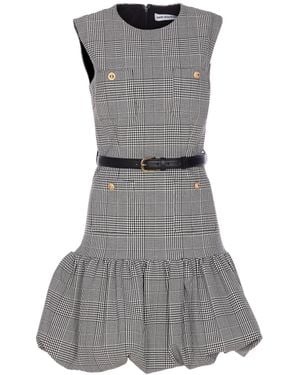Self-Portrait Prince Of Wales Check Mini Dress - Grey