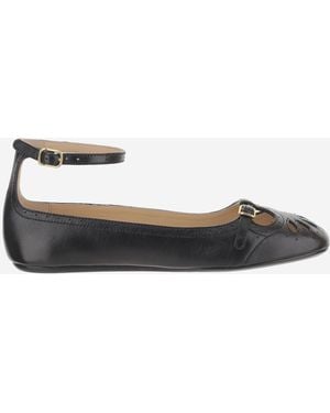 Chloé Mixed Leather Ballerina Flats - Black