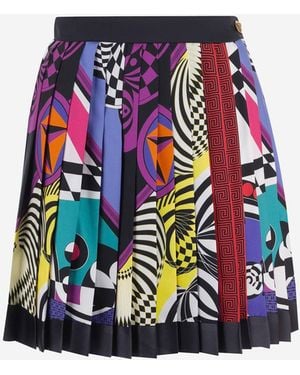 Versace Mini Skirt Pleated Silk Twill - White