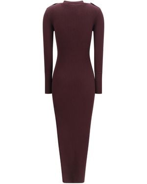 Courreges Rib Knit Polo Long Dress - Purple