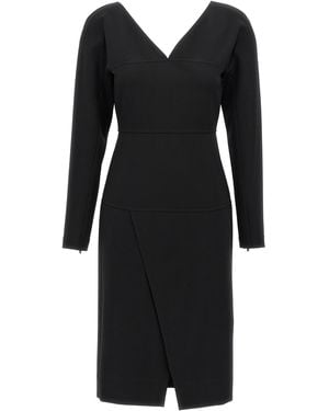 Fendi Chic Long Sleeve Midi Dress For - Black