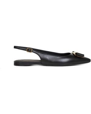 Ferragamo Flat Slingbacks With Vara Plate Lambskin Pumps - White