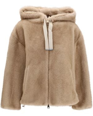 Herno Hooded Jacket Eco-Fur - Natural