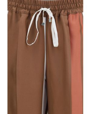 Kiton Striped Silk Trousers - Brown