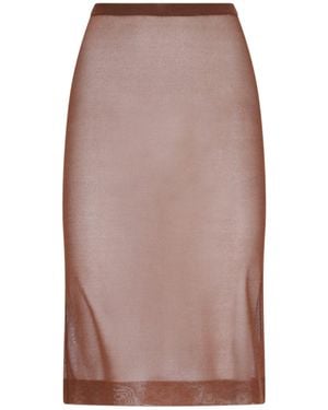 Saint Laurent Chocolate Silk Skirt - Brown