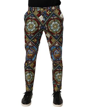 Dolce & Gabbana Stained Glass Window Style Print Trousers Co+03 - Black
