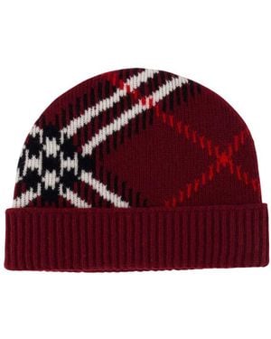 Burberry Mh Core Check Beanie - Red