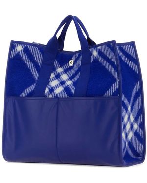 Burberry Embroidered Fabric Shopping Bag Borse A Mano - Blue