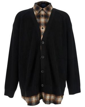 Juun.J Jumper With Layered Design And Classic Collar - Black