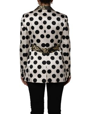 Dolce & Gabbana Brocade Polka-Dot Print Blazer Jacket And Clothing - Black
