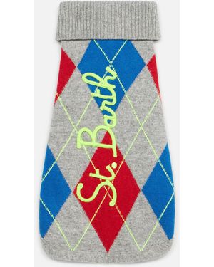 MC2 Saint Barth Dog Jumper With Argyle Print - Blue