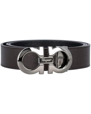Ferragamo Reversible And Adjustable Gancini Belt - Black