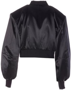 The Attico Satin Bomber Jacket - Black